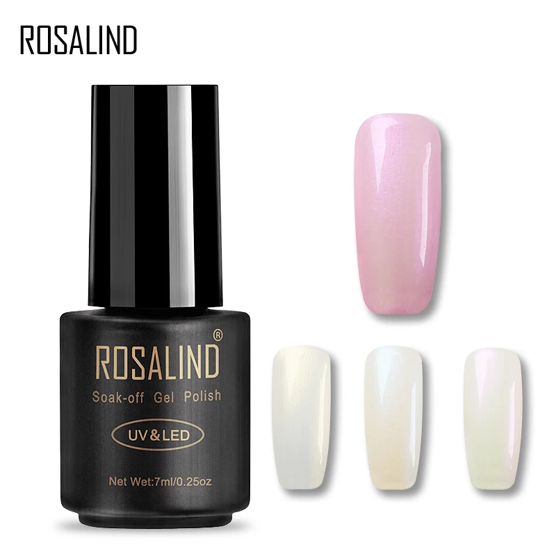 

ROSALIND Gel 1S 7ml Pearl UV Nail Gel Polish Pure Color UV LED Glitter Nail Art Soak Off Professional long Lasting Gel Lacquer