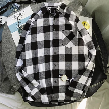 

Plaid Shirt Men Fashion Casual Comfortable Breathable Loose Large Size S-4XL Streetwear Male Clothes Long-sleeved Shirt