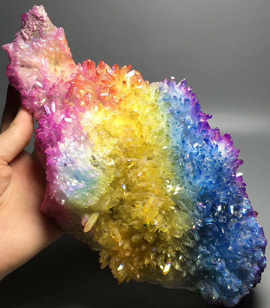 

1555g More color Aura Quartz Crystal Titanium Bismuth Silicon Cluster Rainbow wedding souvenirs