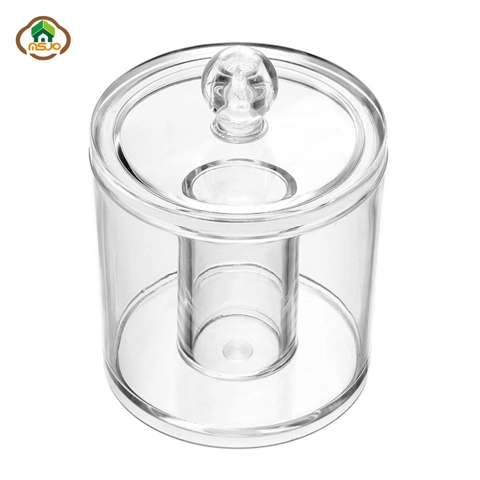 

Msjo Cosmetic Organizer Boxes Transparen Acrylic Makeup Organizer Cotton Pads Storage Box Bins Round Cotton Swabs Container
