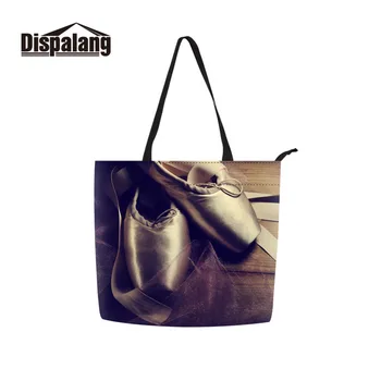 

Art Shoulder Bag for Ladies Ballet Toe Shoe Print Big Handbag Custom Your Own Personalized Hand Bag College School Tote Bag