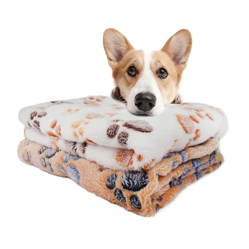 

New Pet Blanket Winter Dog Cat Bed Mat Foot Print Warm Sleeping Mattress Small Medium Dogs Cats Coral Fleece Pet Supplies