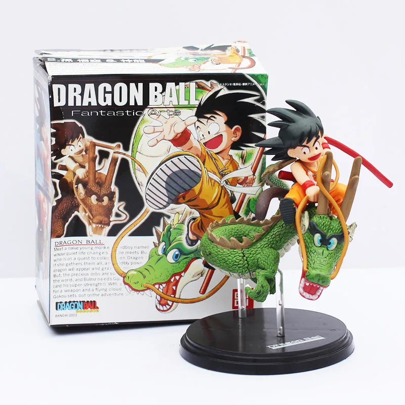 

17cm Dragon Ball Z Fantastic Arts Action Figure Toy Saiyan Goku Gokou Childhood Riding Shenron set collection for Children