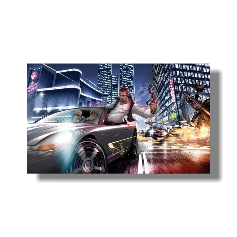 Grand Theft Auto V Art шелковая ткань для печати постер Game Hot GTA 5 изображений украшения