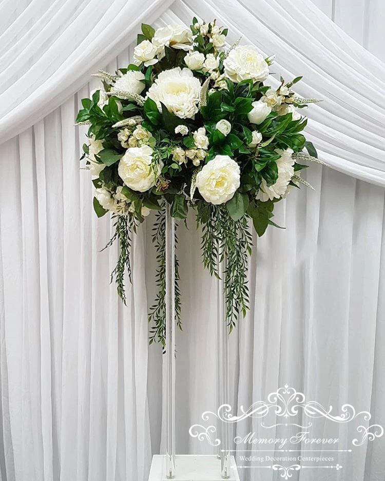 装飾的な結婚式の柱 透明なアクリルクリスタルの柱 結婚式のフラワースタンド 花束の装飾 センターピースの花瓶 パーティー用自作デコレーション Aliexpress