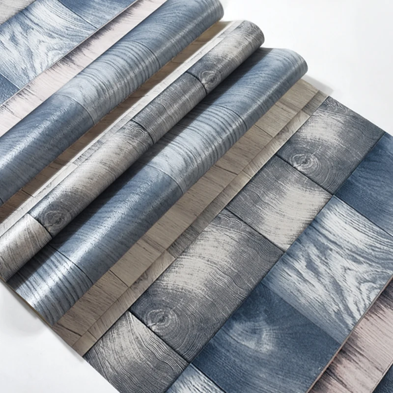 4 Colors Modern Fashion Wood PVC Wateroof Wallpaper Papel De Parede Clothing Store Milk Tea Coffee Bar Derector Wall paper Roll |