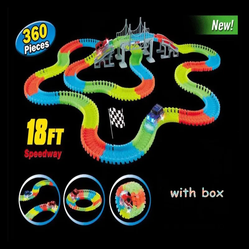 

Magical track funny Glowing Race Track Glow in the dark racing car DIY track Accessories gifts Educational toys for children boy