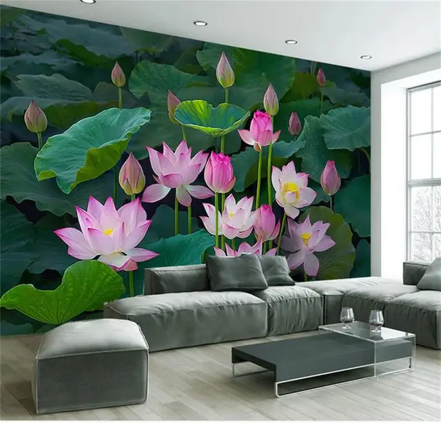 Benutzerdefinierte 3d fototapete wohnzimmer mural lotus blume see ... Benutzerdefinierte 3d fototapete wohnzimmer mural lotus blume see ...
