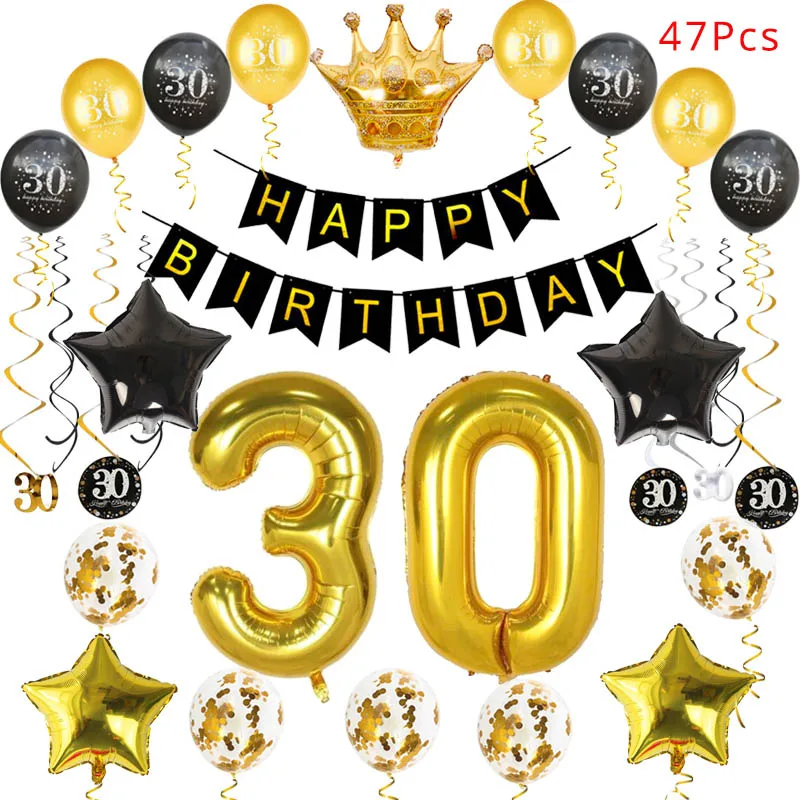 

MEIDDING 30th 40th 50th Birthday Party Decoration Confetti Number Balloon Happy Birthday Banner Anniversary Adulte Party Decor