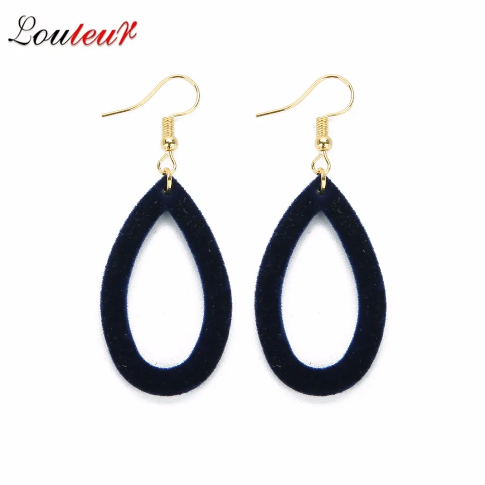 

LOULEUR 2018 New Fashion Velvet Earring 6 Colors Green Water Drop Statement Earrings for Women Korean Jewelry Female Brincos