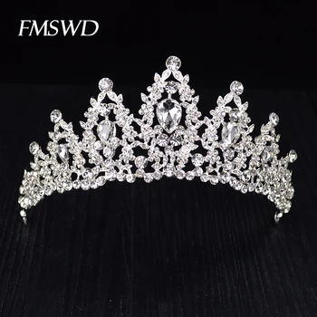

New Silver Rose Gold Color Crown Luxury Crystal Rhinestone Tiara For Wedding Hair Accessories Bridal Party Porm Hair Jewelry