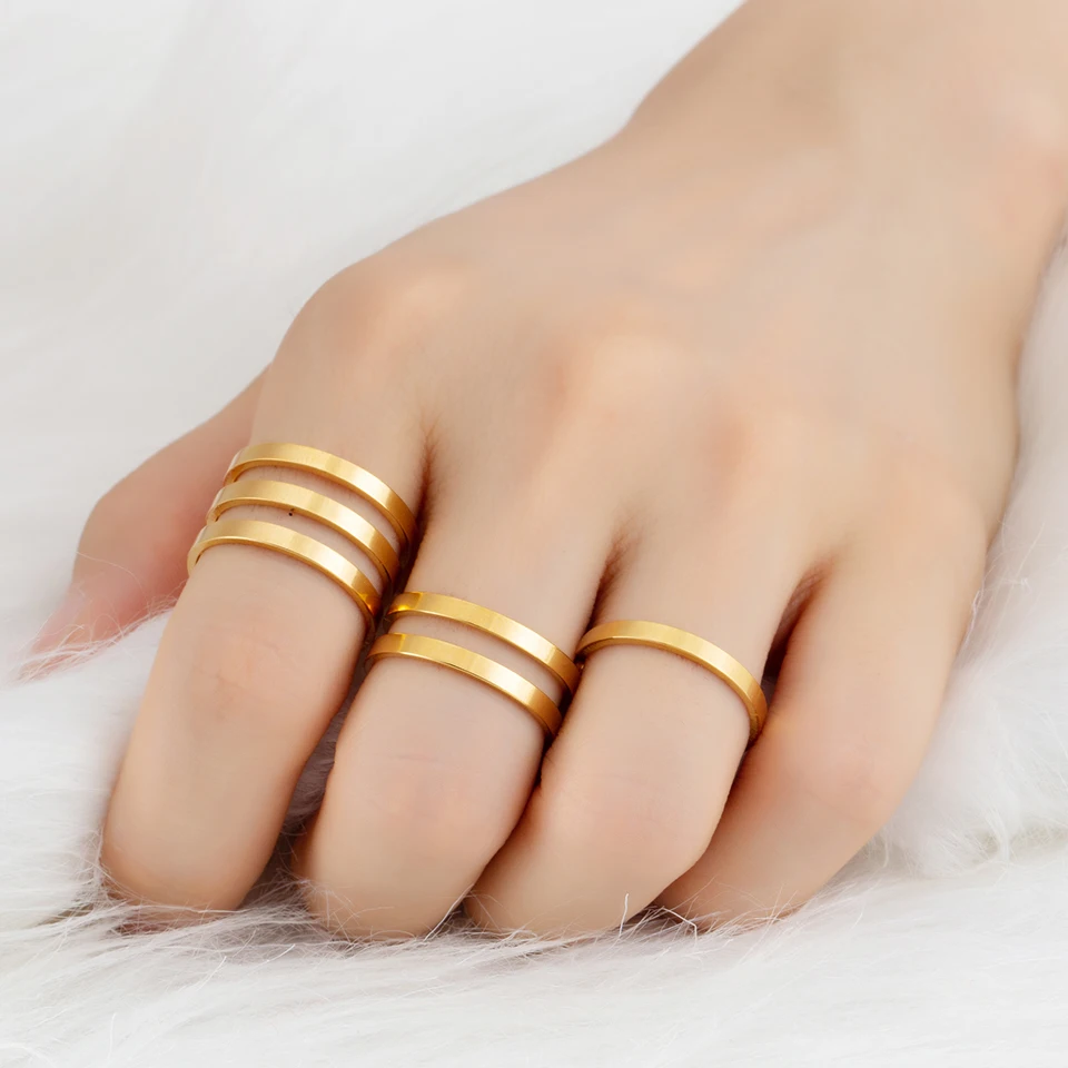 2018 New Trendy Golden Silver Stainless Steel Resizable Adjustable Opening Engagement Rings Set For Women Jewelry Accessories