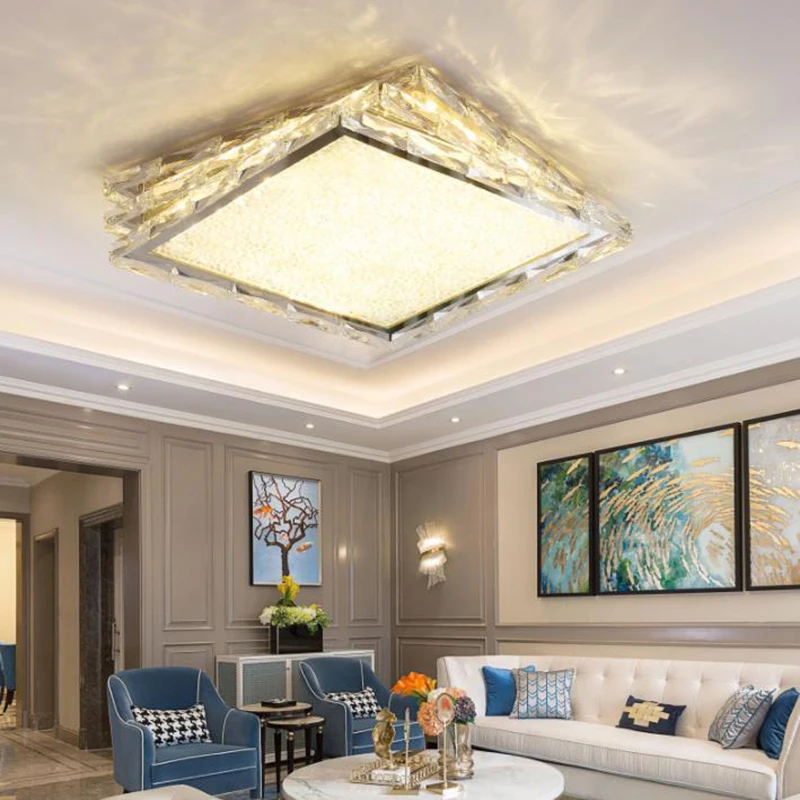 

Creative Modern LED crystal Ceiling Lights Minimalist LED RGB color changing lighting living room bedroom square ceiling lights