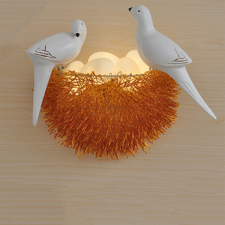 Nordic LED bird wall sconce Aluminum bird nest led wall lamp 6 colors