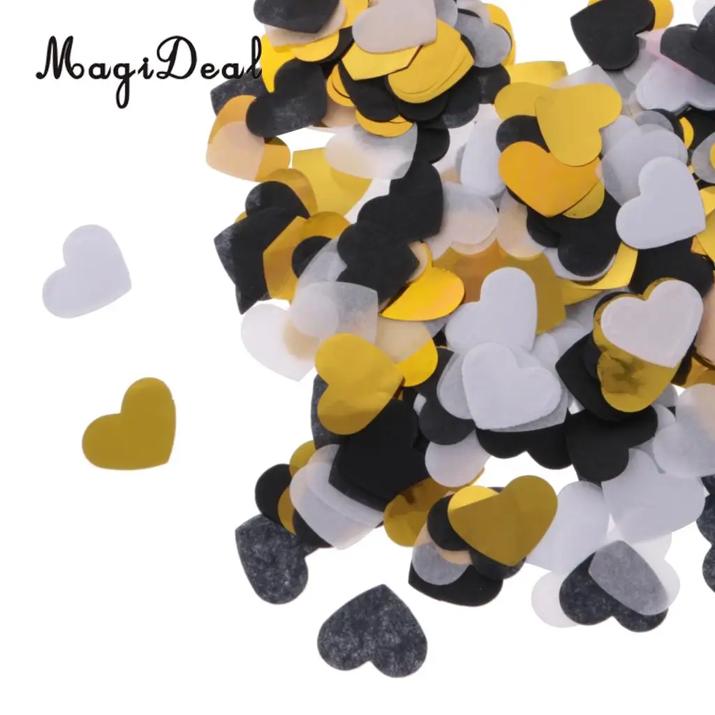 MagiDeal Novelty 1400Pieces Wedding Paper Confetti Table Gold Heart Throwing Craft for Birthday Baby Shower Valentines Day Decor