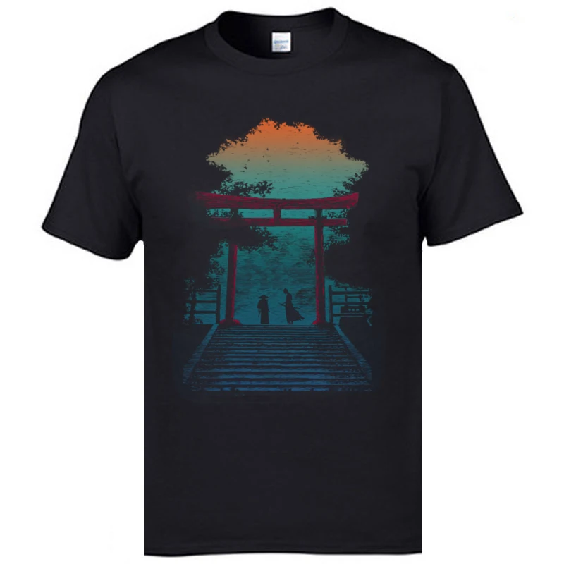Tops & Tees Custom Top T-shirts Autumn Cheap Fitness Tight Short Sleeve 100% Cotton Round Collar Mens T Shirts Fitness Tight A Samurai Death Combat about to Begin black