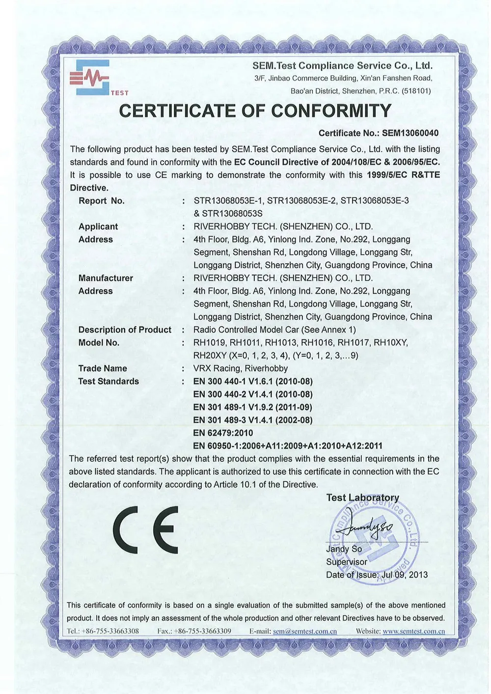1-10TH SCALE ce certification