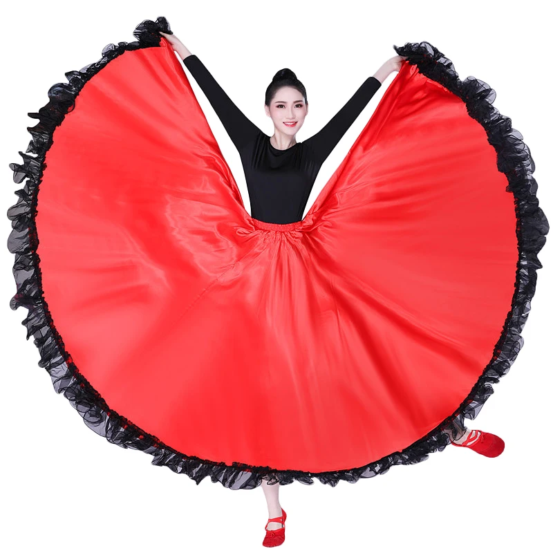 1 шт., женский костюм для танца живота, испанский бой быков, юбка для танцев, открывающаяся, для танцев, большая юбка для танцев, для выступлений, Цыганская юбка, новинка - Цвет: Red
