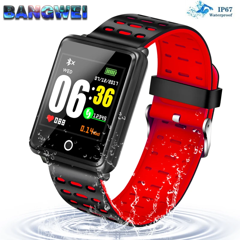 BANGWI 2018 New Smart Sport Watch Men Fitness Tracker Pedometer Blood Pressure Heart Rate Monitor Waterproof Smart Watch Relogio