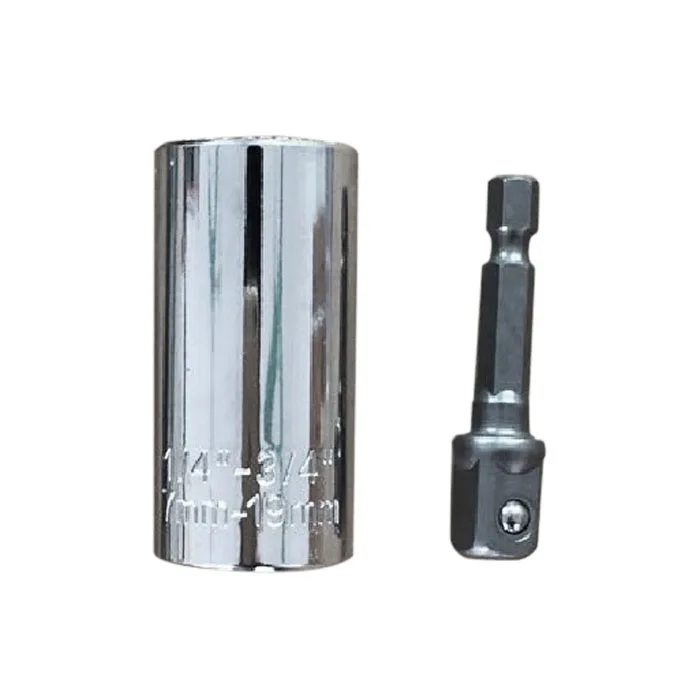 Universal Torque Socket Wrench Head Set 7-19mm Power Drill Adapter Torque Sleeve Nuts Screws Hooks Repair Tools ETC-120A
