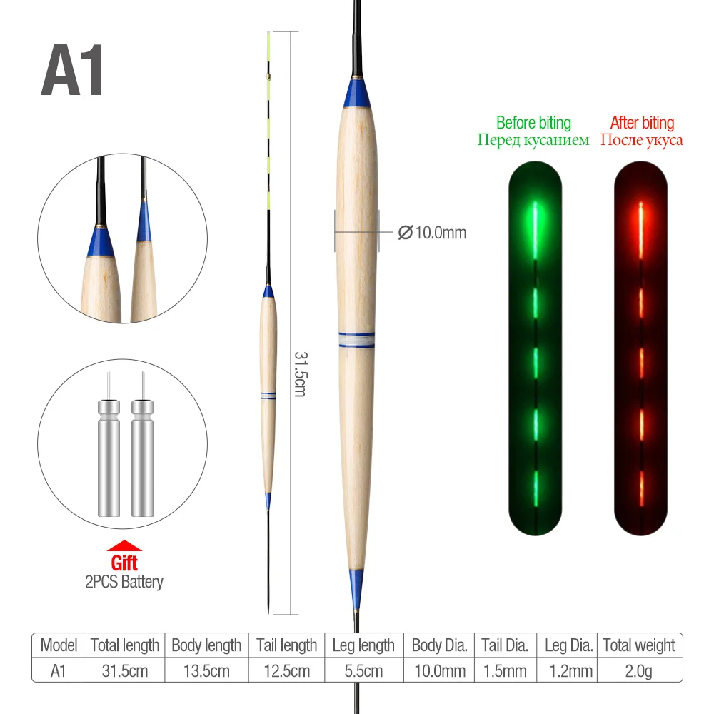 DONQL умный рыболовный светодиодный светильник, поплавок для рыбы, автоматически напоминающий о смене цвета, светящийся поплавок, Электрический рыболовный Буй с батареей - Color: A1