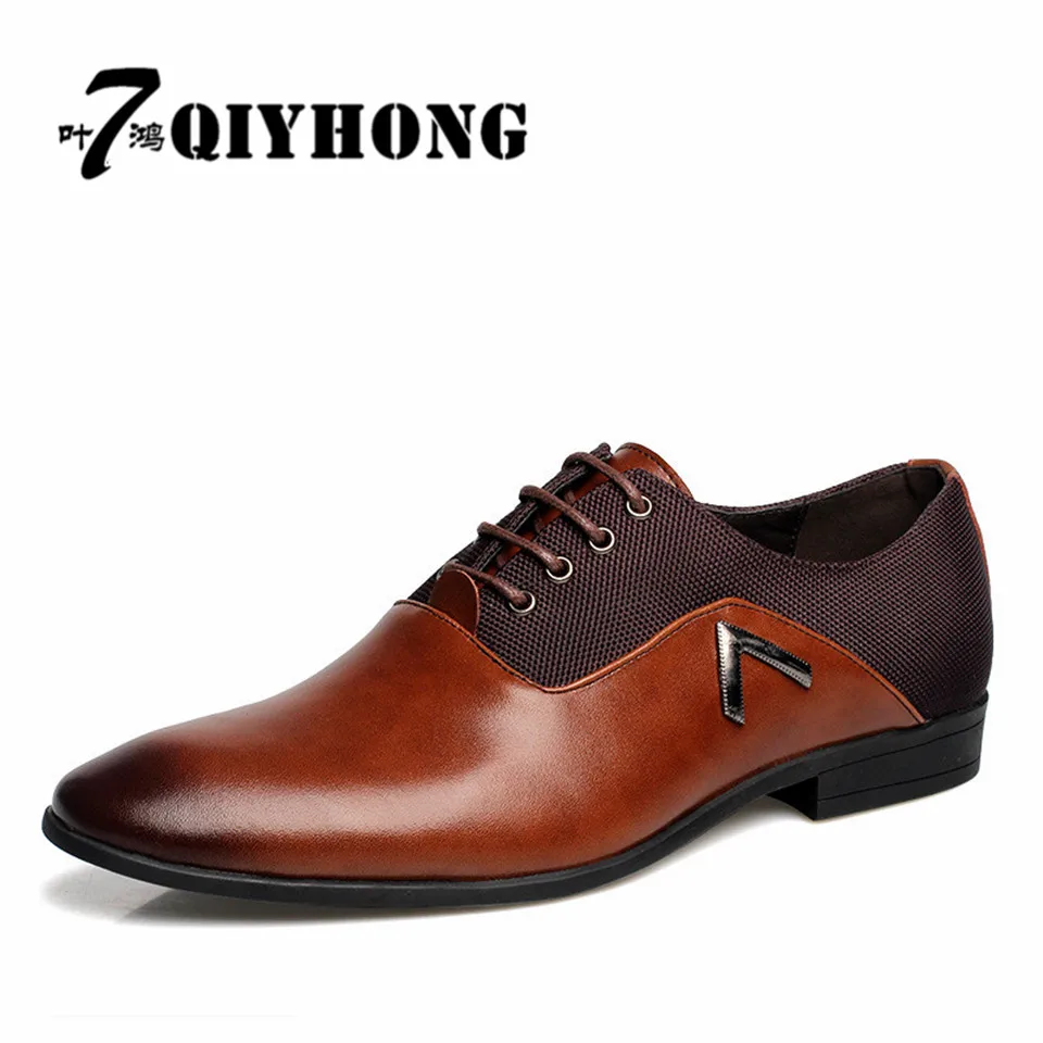 

Brand Big Size 45-47 New Fashion Men Wedding Dress Shoes Black Shoes Round Toe Flat Business British Lace-up Men's Shoe