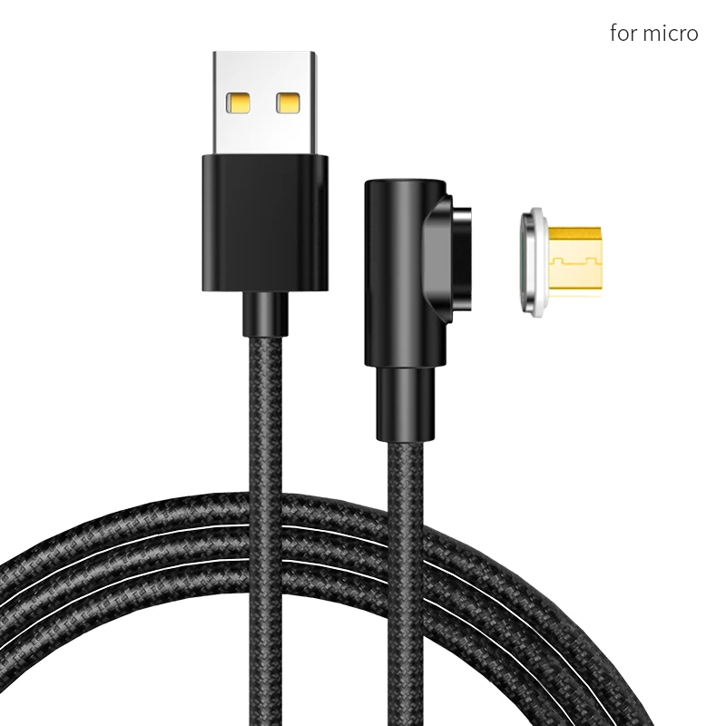 Tongyinhai usb type C 3A 90 градусов игровой USB кабель F Форма L изгиб зарядный шнур магнитные телефонные кабели для Iphone/Android телефон - Цвет: for microUSB