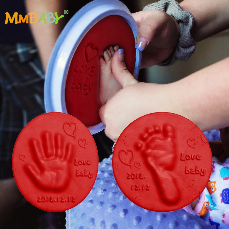 

MMBABY Imprint Casting Parent-child Hand Inkpad Fingerprint Air Hand Foot Inkpad Drying Soft Clay Baby Handprint Footprint 2019