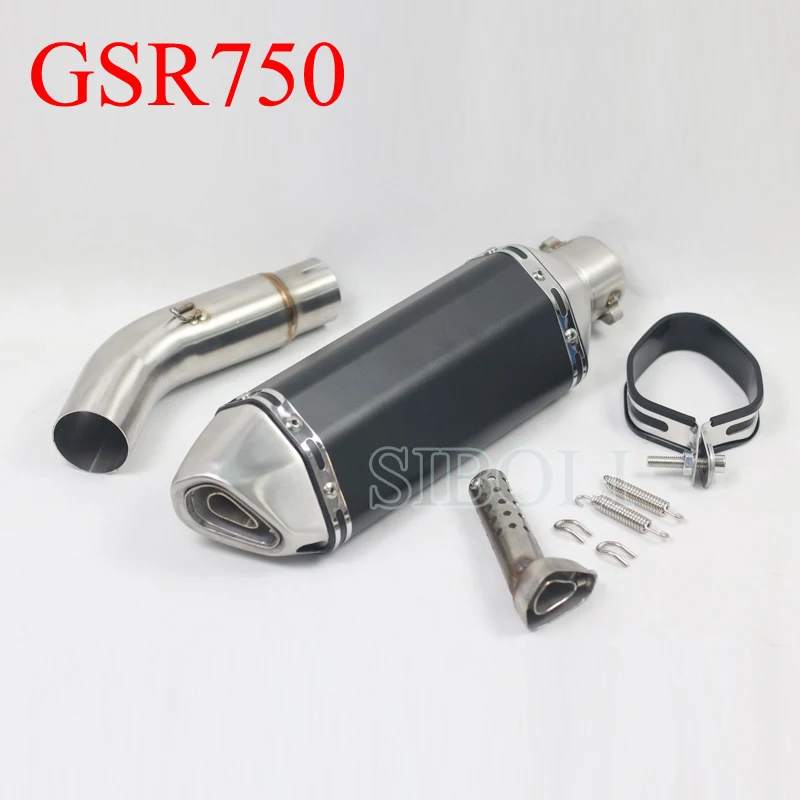 

GSR750 Slip On Motorcycle Exhaust Muffler With Middle Link Contact Pipe Muffler DB Killer For SUZUKI GSR 750 AK114