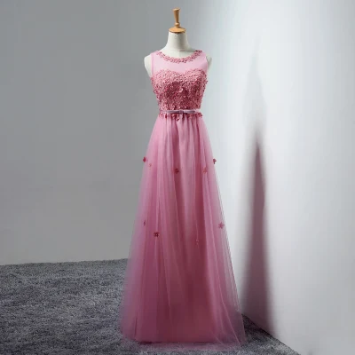 New Arrival Floor Length Sweat Lady Girl Women Princess Bridesmaid Banquet Party Ball Dress Gown Fast Shipping - Цвет: Hotpink