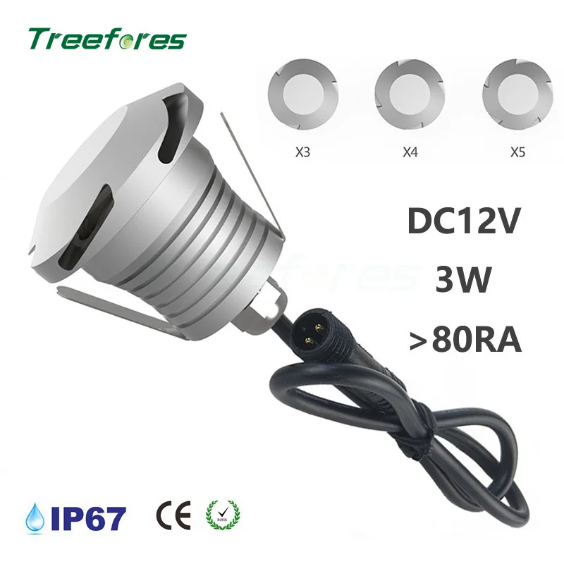 Водонепроницаемый светодиодный боковой фонарь уровня IP67 DC12V 3W похороненные
