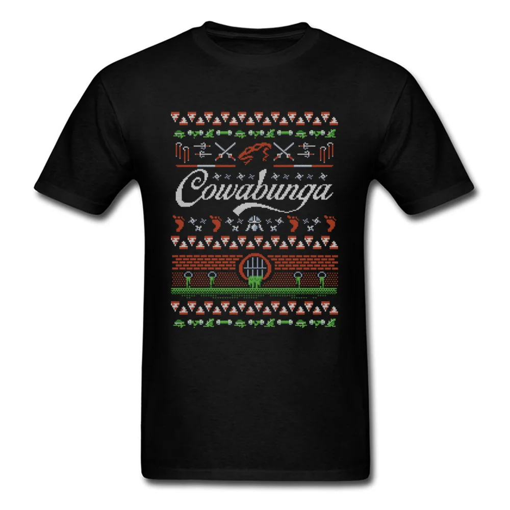 cowabunga christmas 1 9586 100% Cotton Men Short Sleeve Tops Shirts Casual Mother Day T-shirts Group Tee-Shirts Fitted O-Neck cowabunga christmas 1 9586 black