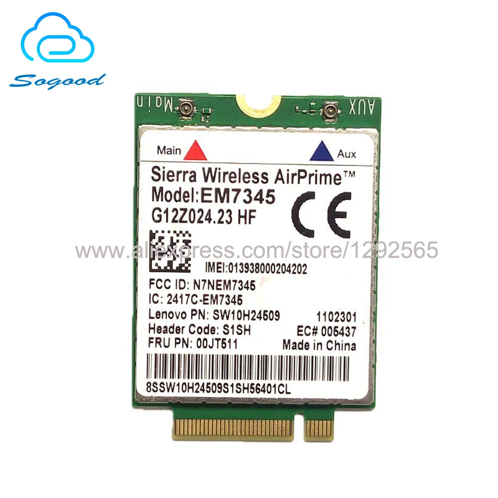 Thinkpad 8 T440P X240 T540P W540 T440S GOBI5000 EM7345 LTE FRU 00JT511 ThinkPad 10 Tablet TP WWAN HSPA + 42 Мбит/с 4G модуль NGFF |