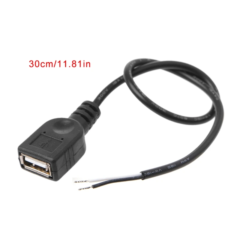 Высокое качество 1 шт. USB 2,0 гнездовой разъем 2 Pin 2 провода кабель для зарядки Шнур Разъем DIY 30 см