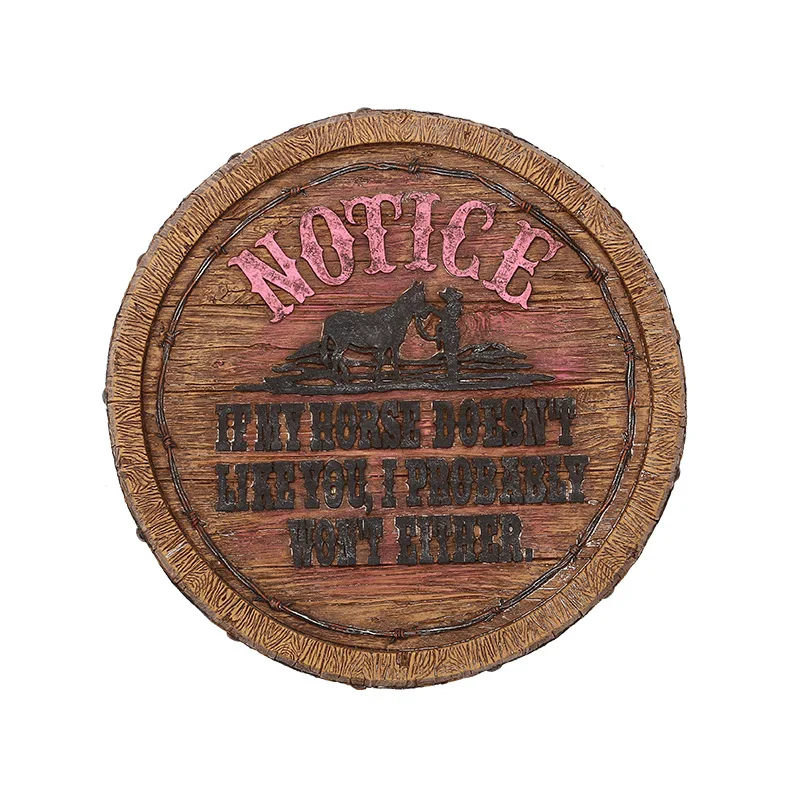 

American vintage wine barrel lid wall ornaments creative nostalgic wall bar decorations coffee shop wall ornaments