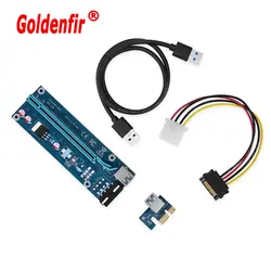 10 шт. PCI-E extender PCI Express Riser Card 1x к 16x USB 3,0 4Pin IDE Molex Мощность для добычи BTC шахтер