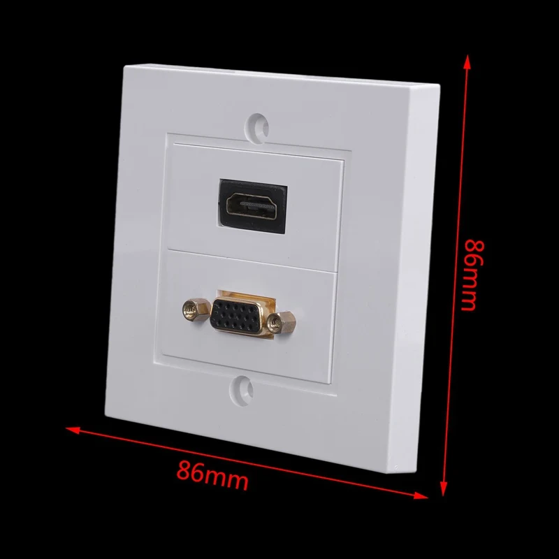 86x86 мм Настенная облицовочная пластина 15 отверстий Vga выход + Hdmi с удлиненный провод розетка медиа Ассорти панель Лицевая панель