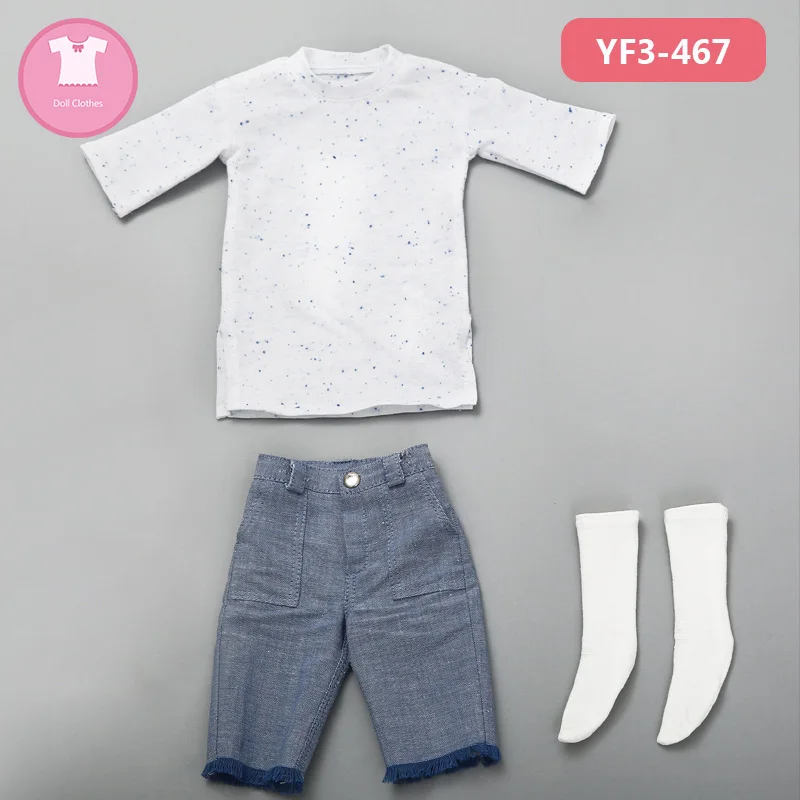 BJD одежда 1/3 Мода белый T-shite с джинсами для Hwayoung тела куклы аксессуары - Цвет: YF3-467
