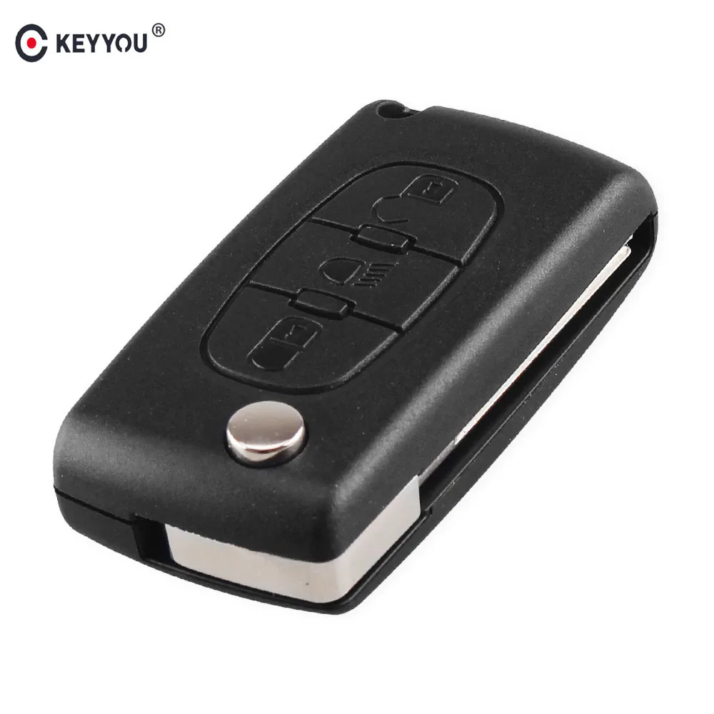 KEYYOU для Citroen C2 C5 C6 XSARA для PEUGEOT 207 406 307 308 408 107 3 кнопки флип чехол для дистанционного ключа от машины чехол оболочка Fob