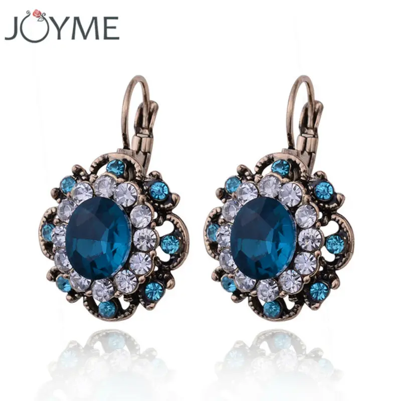 Nova mulher gota de cristal brinco 5 cores retro vintage brinco strass balançando earing e312jm