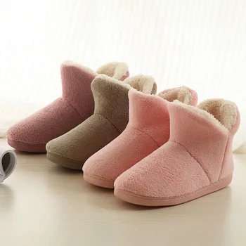 

House shoes womens slippers indoor velvet family shoes lovers short shoe warm thickened cotton home slippers plus size 10 14