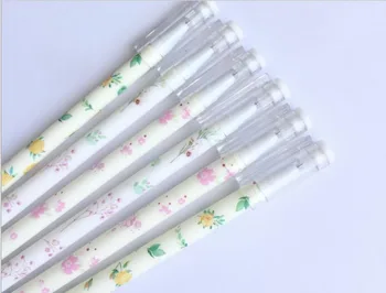 

korea petty floral gel pen cute cartoon stationery prize gift kawaii office writing student pen needle black ink 48pc/lot