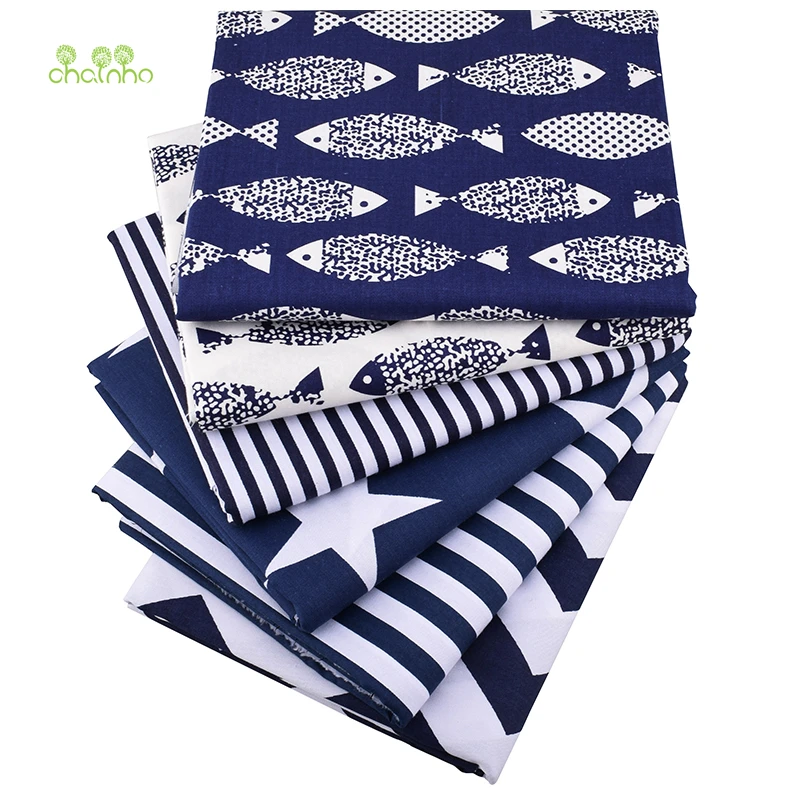 

Chainho,Dark Blue Series,Printed Twill Cotton Fabric For DIY Quilting&Sewing Baby&Child/Sheet,Pillow,Cushion Material,50x160cm