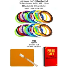 

7TECH 12 colors ABS 3D Printer Filament 1.75 mm Plastic Material for 3D Pen Doodler Drawing/ Printing Pens Painting Consumables