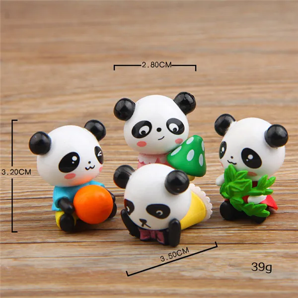 Cute Panda Strawberry Bamboo Mini figures pvc toys 4pcs - 8