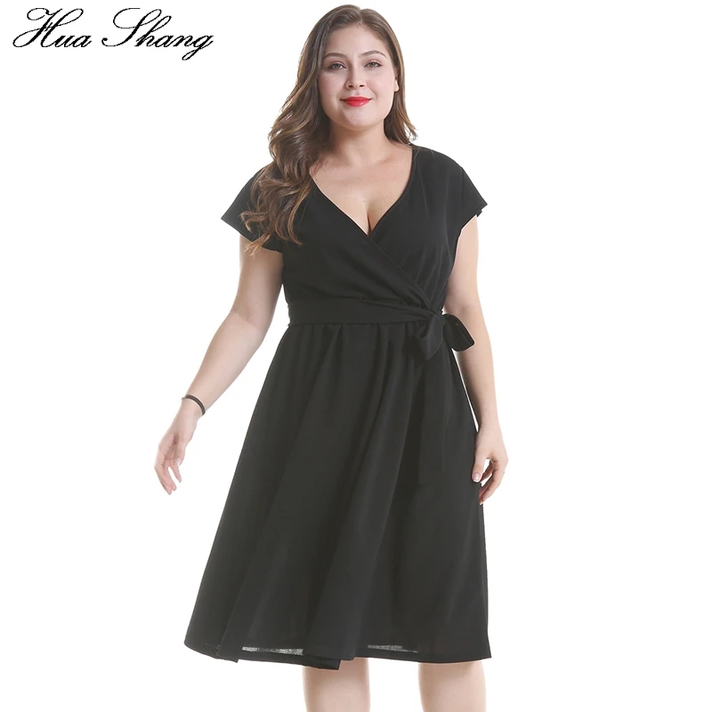

Women's Summer Casual Dress Plus Size Female V Neck Short Sleeve High Waist Bow Belted Midi Dress Ladies Tunic Beach Dresses