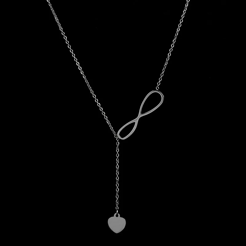 Titanium stainless infinite love heart pendant necklace statement gold