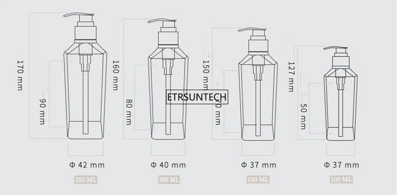 100 мл 150 мл 200 мл 250 мл пополняемые бутылки лосьон контейнер насоса пластиковая бутылка шампуня многоразового Путешествия бутылки F1571