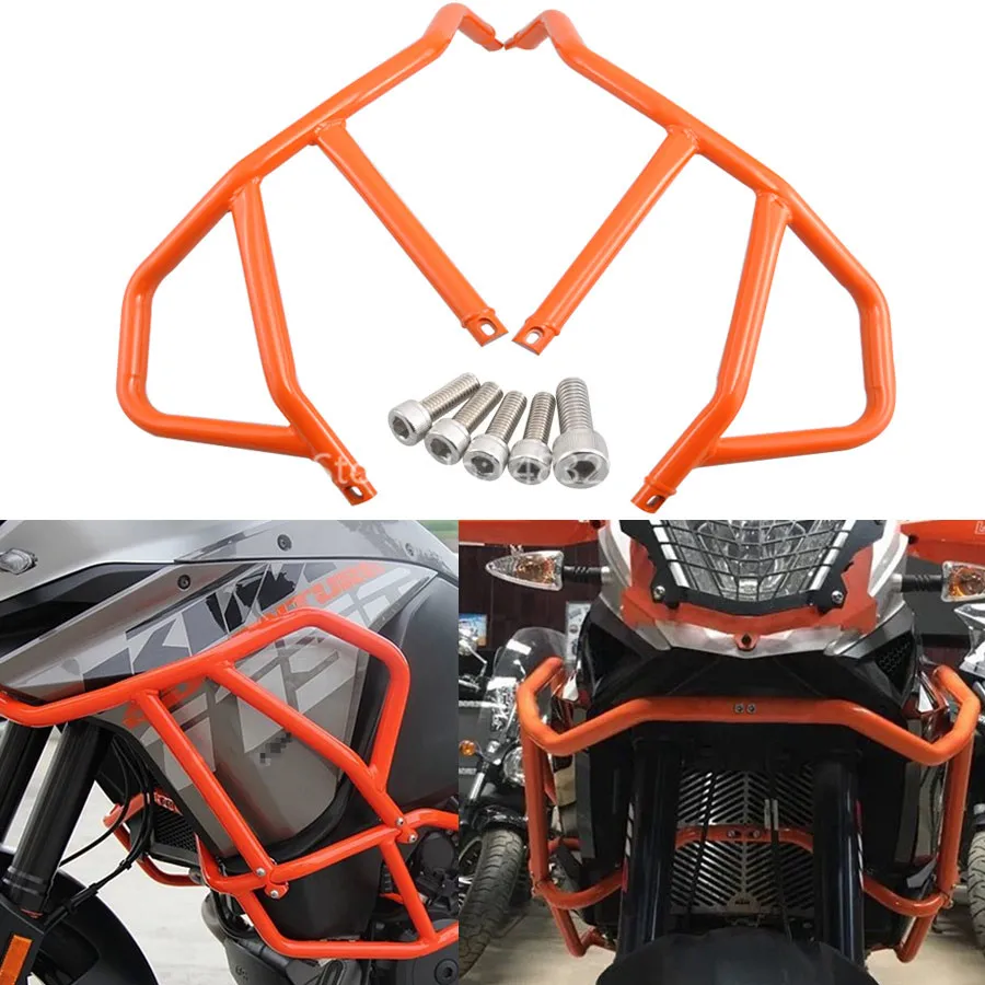 

Orange Motorcycle Engine Guard Upper Crash Bar Protection Highway Pegs For KTM 1190 Adventure/R 13-17 1050 15-16