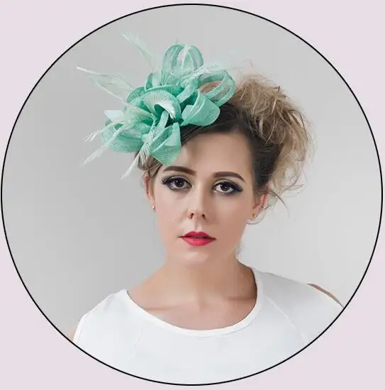 

High Quality Kentucky Derby Church Pary Ladies Green Fascinator Sinamay Headband Hair Clip Evening Dinner Women Hair Accessories